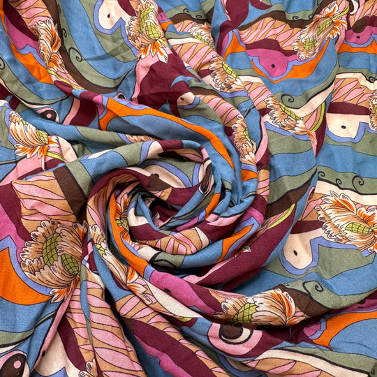 UB - Down By The River - Cotton Blend Woven - Multi Abstract - 1M Bundle