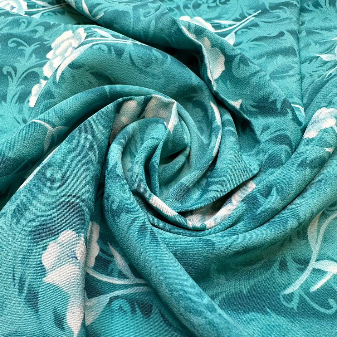 Perfume On A Love Letter - Chiffon Poly Woven - Blue/Teal Mix Floral - 2.5M Bundle