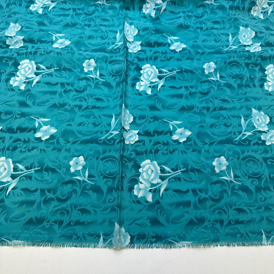 Perfume On A Love Letter - Chiffon Poly Woven - Blue/Teal Mix Floral - 2.5M Bundle