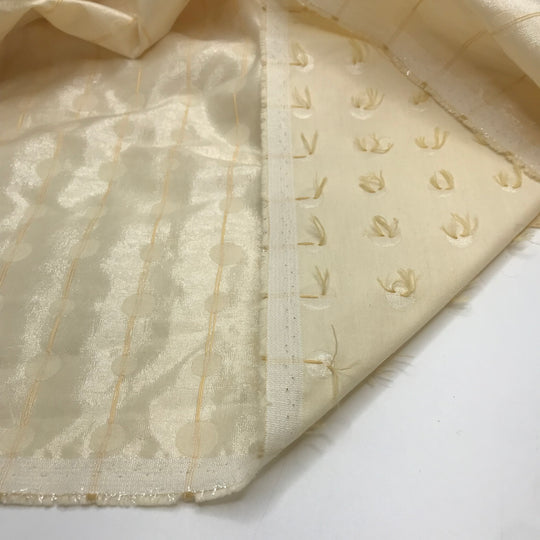 Leaving My Fingerprints - Metallic Double Cloth Weave Natural Blend Woven - Light Beige Geometric - 1.4M Bundle