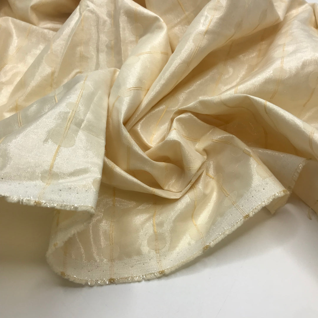 Leaving My Fingerprints - Metallic Double Cloth Weave Natural Blend Woven - Light Beige Geometric - 1.4M Bundle