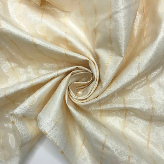 Leaving My Fingerprints - Metallic Double Cloth Weave Natural Blend Woven - Light Beige Geometric - 1.4M Bundle