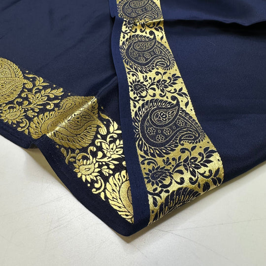 Nights Of Elegance - Polyester Blend Woven - Gold/Navy Paisley Border - 5.2M Bundle