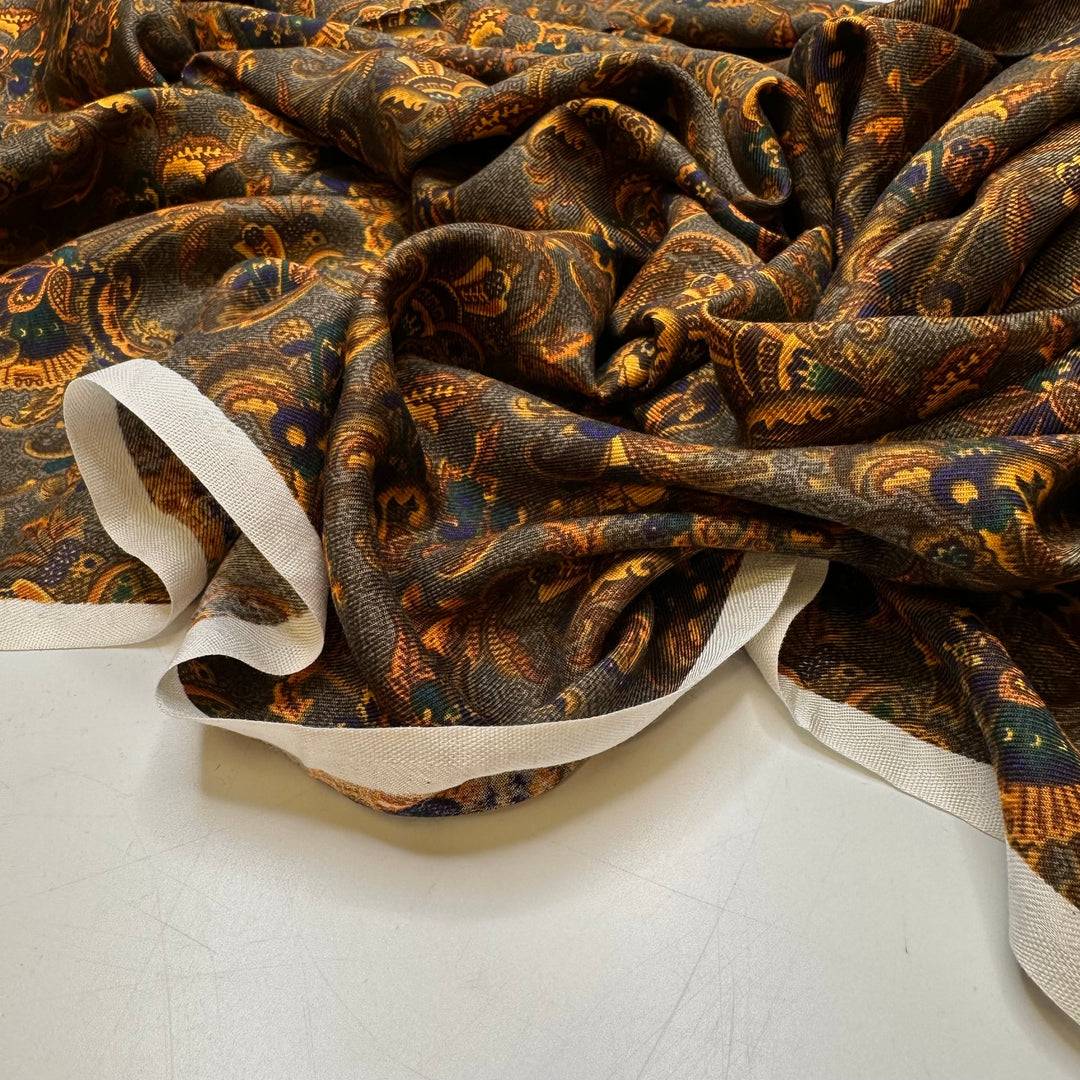 Pattern Matching Seams - Cotton Blend Woven - Dark Yellow Multi Paisley - 3.5M Bundle