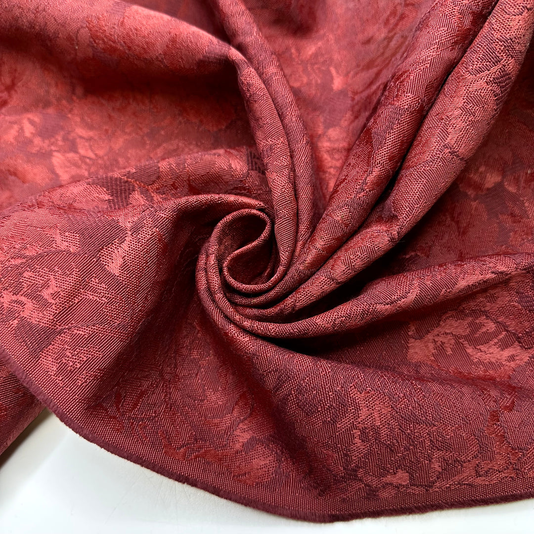 Inspired By European Royalty - Jacquard Poly Woven - Burgundy Floral - 1M Bundle