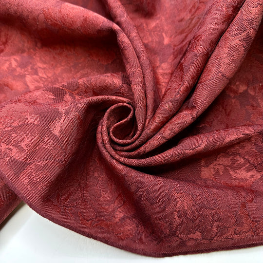 Inspired By European Royalty - Jacquard Poly Woven - Burgundy Floral - 1M Bundle
