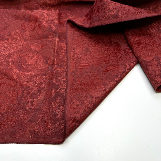 Inspired By European Royalty - Jacquard Poly Woven - Burgundy Floral - 1M Bundle