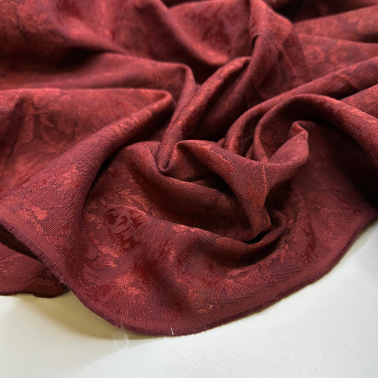 Inspired By European Royalty - Jacquard Poly Woven - Burgundy Floral - 1M Bundle