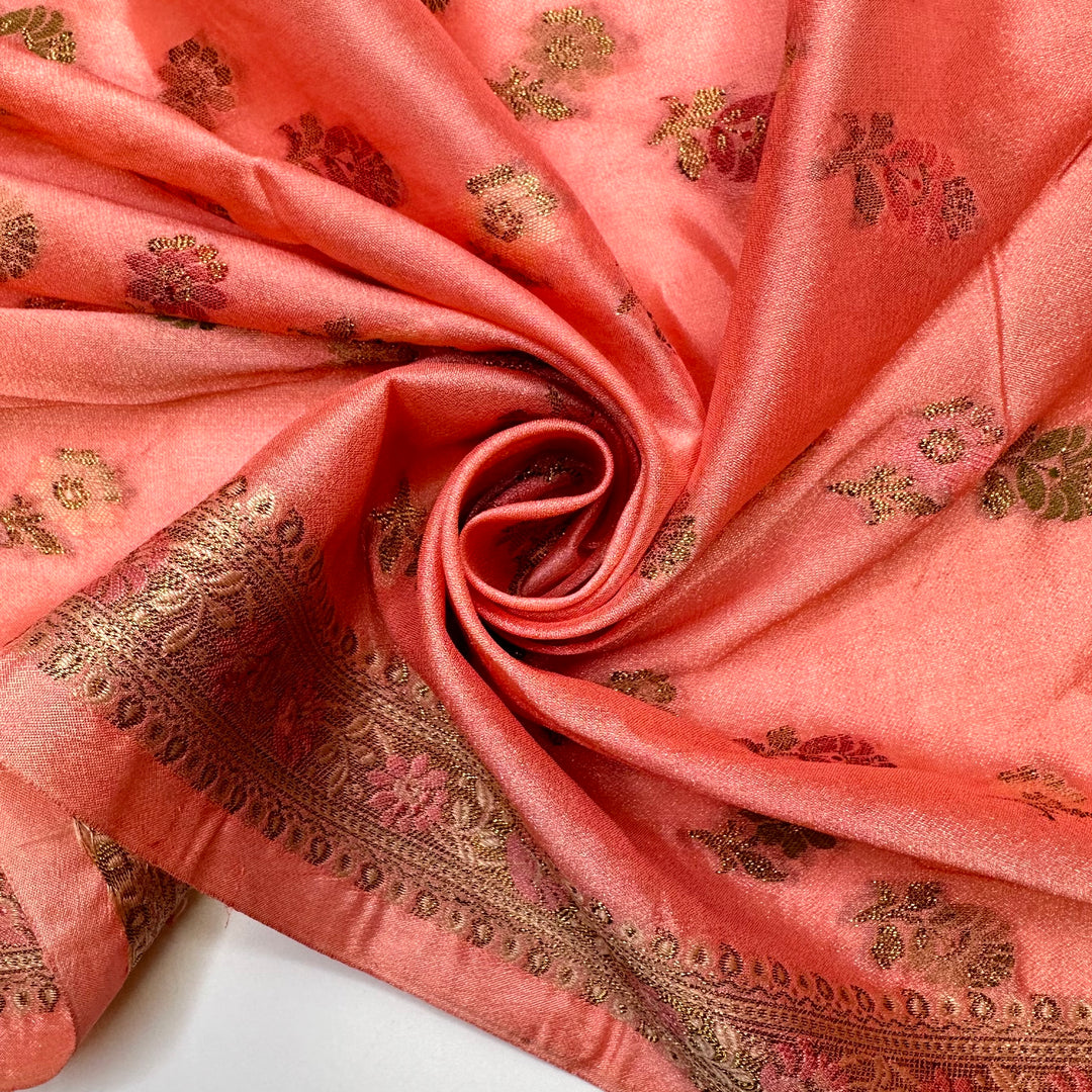 Interwoven Stories - Embroidered Poly Woven - Pink Multi Floral Border - 2.2M Bundle