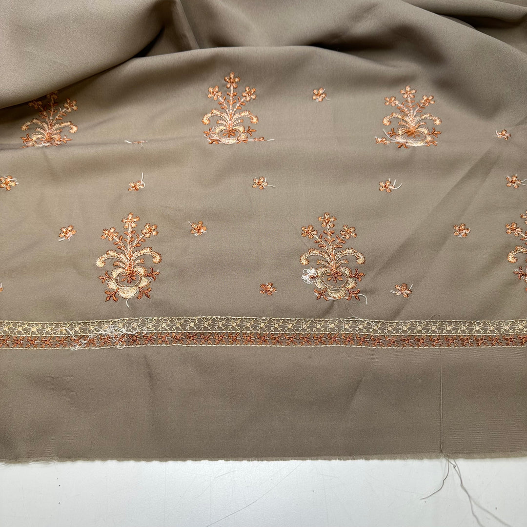 Dressing In Neutrals - Small Embroidered Section Poly Woven - Grey - 4.2M Bundle