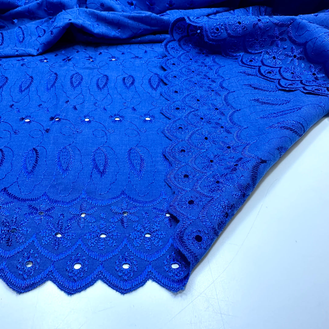 Influenced By Versace - Embroidered Eyelet Polyester Blend Woven - Blue Floral - 2.3M Bundle