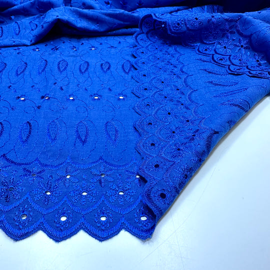 Influenced By Versace - Embroidered Eyelet Polyester Blend Woven - Blue Floral - 2.3M Bundle