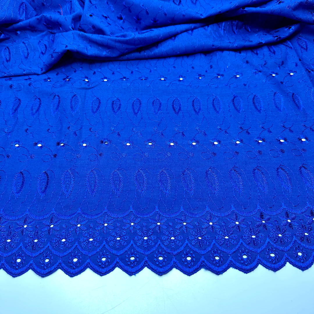 Influenced By Versace - Embroidered Eyelet Polyester Blend Woven - Blue Floral - 2.3M Bundle