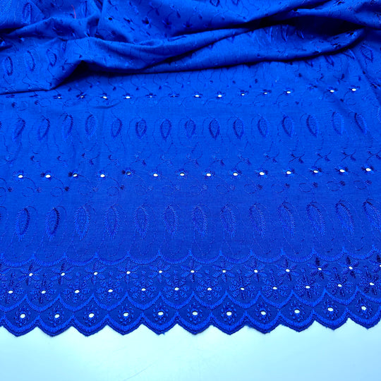 Influenced By Versace - Embroidered Eyelet Polyester Blend Woven - Blue Floral - 2.3M Bundle