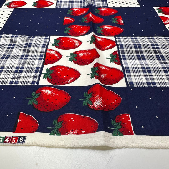UB - Picnic In The Park Every Day - Cotton/Poly Woven - Navy Multi Strawberry Plaid - 2M Bundle