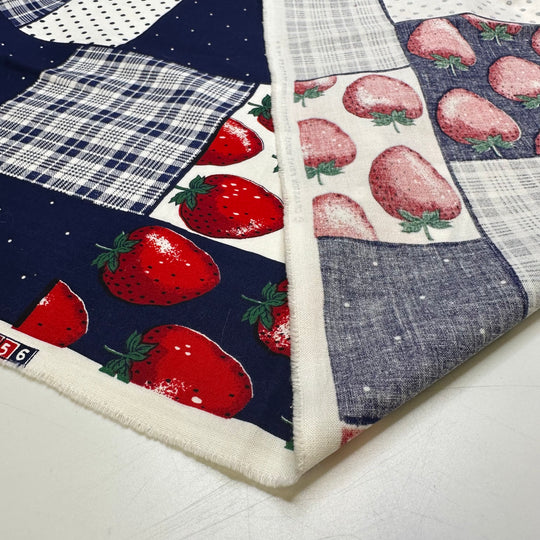 UB - Picnic In The Park Every Day - Cotton/Poly Woven - Navy Multi Strawberry Plaid - 2M Bundle