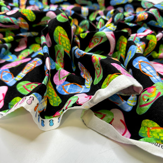 UB - Flip Floppin On The Boardwalk - Cotton Blend Woven - Black Multi Flip Flops - 1.5M Bundle