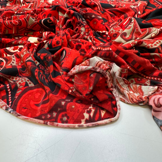 UB - Getting Sunburnt - Poly/Spandex Knit - Red Multi Paisley - 1.6M Bundle