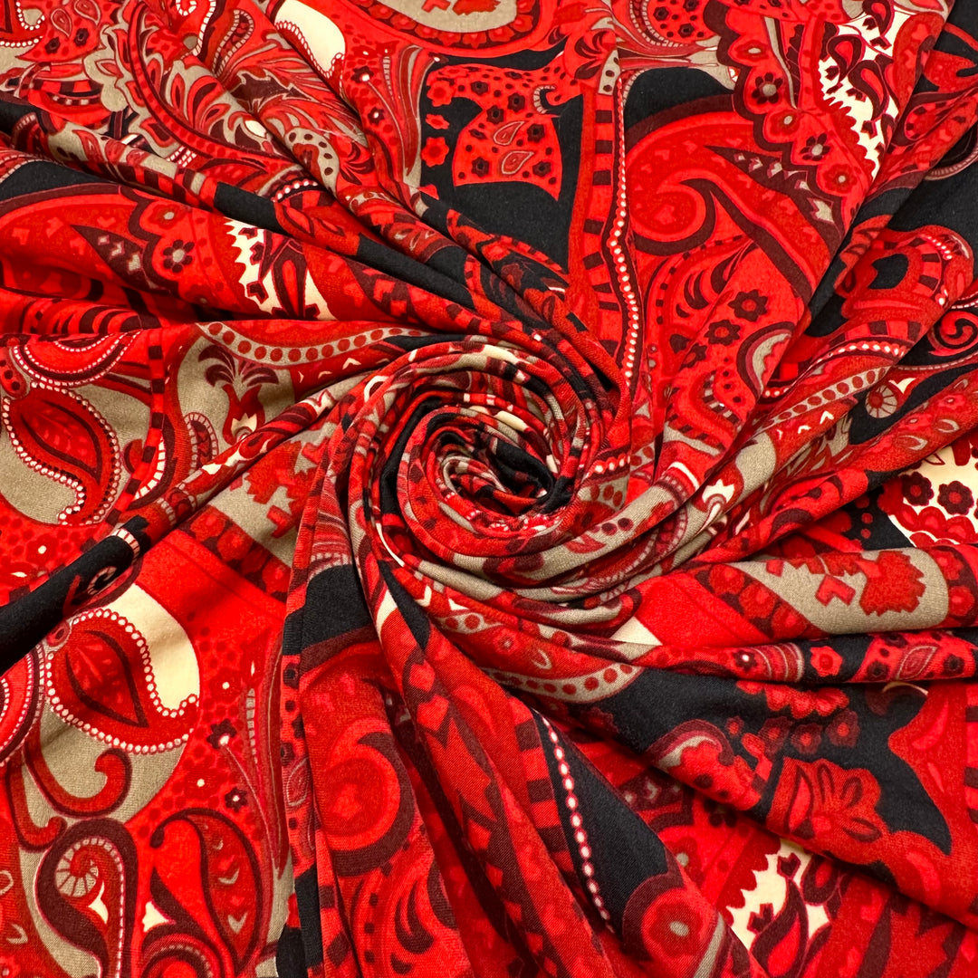 UB - Getting Sunburnt - Poly/Spandex Knit - Red Multi Paisley - 1.6M Bundle
