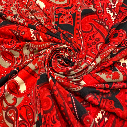 UB - Getting Sunburnt - Poly/Spandex Knit - Red Multi Paisley - 1.6M Bundle