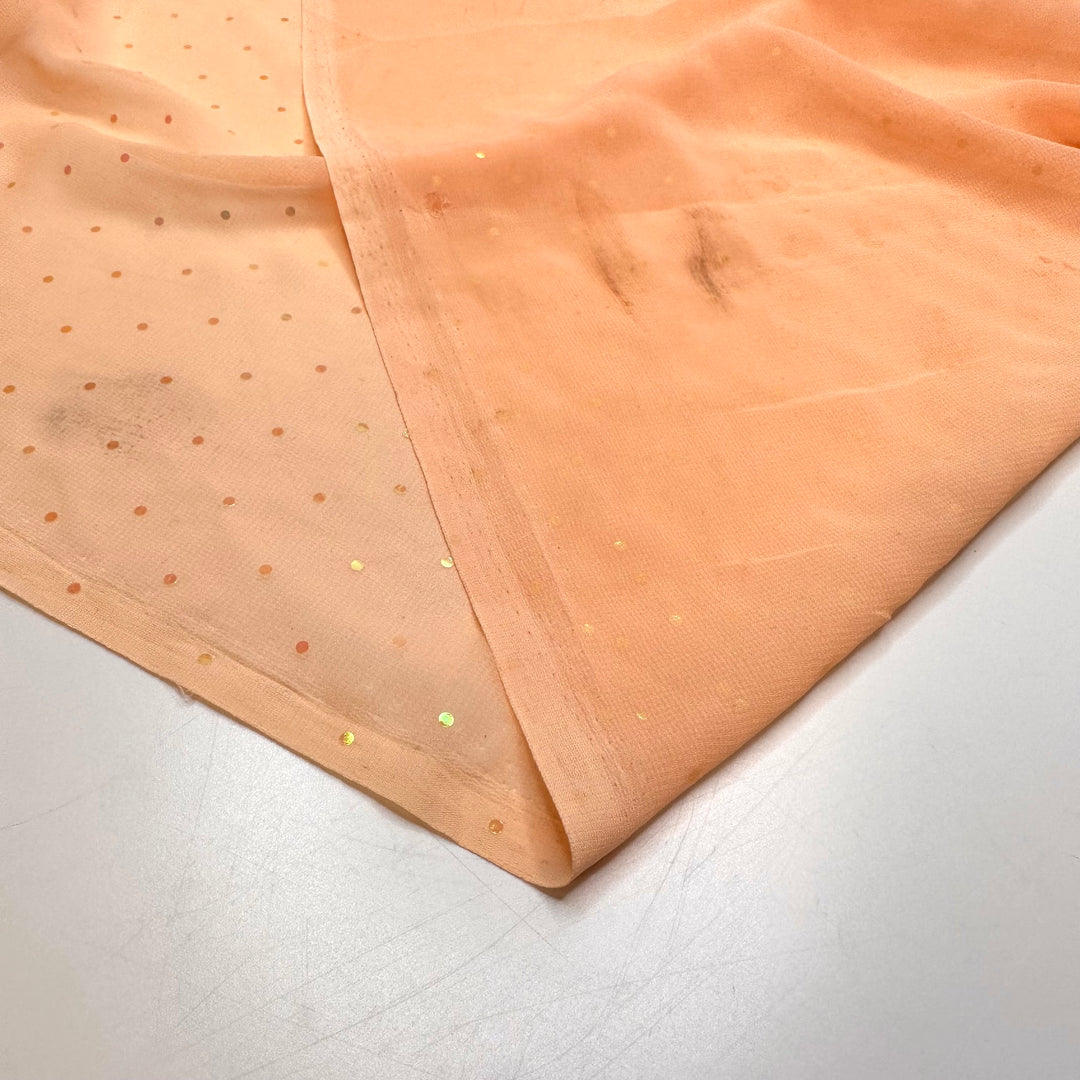 Sweeping Up The Glitter - Chiffon Poly Woven - Light Peach Polka Dots - 1.4M Bundle