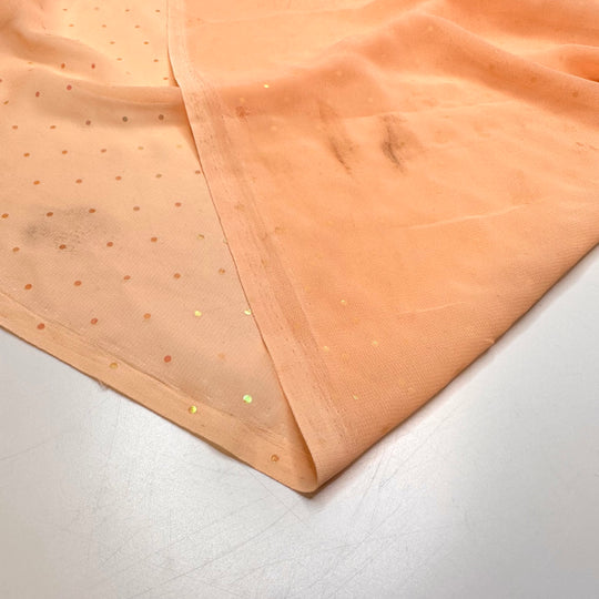 Sweeping Up The Glitter - Chiffon Poly Woven - Light Peach Polka Dots - 1.4M Bundle