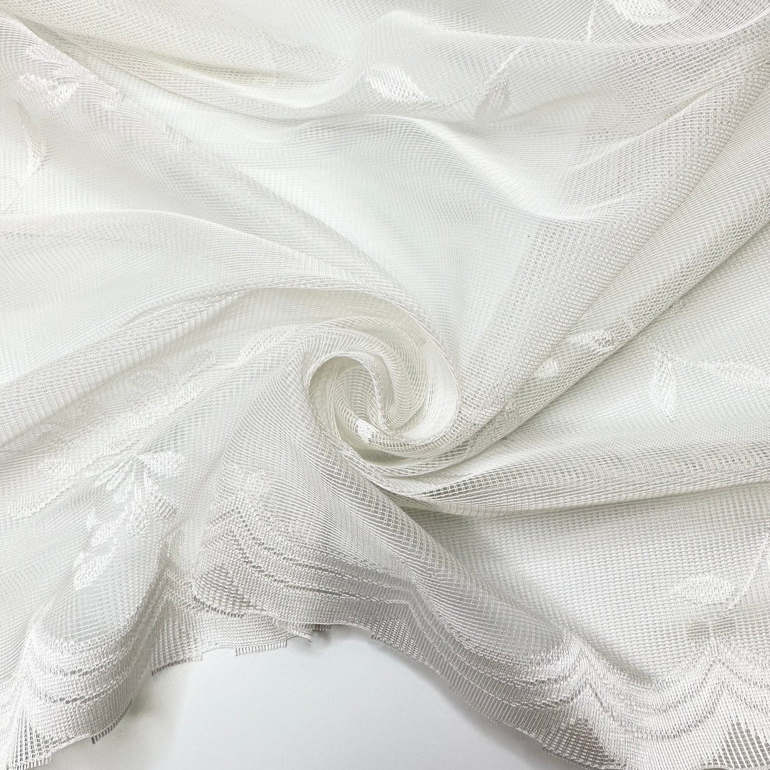 Hanging Out With Grandma - Embroidered Design Mesh Synthetic Woven - White Floral - 2.6M Bundle