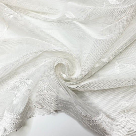 Hanging Out With Grandma - Embroidered Design Mesh Synthetic Woven - White Floral - 2.6M Bundle