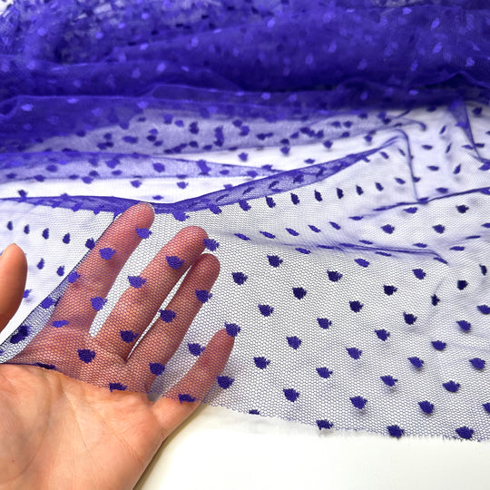 Not Your Average Mesh - Mesh Poly Woven - Purple Polka Dots - 2M Bundle