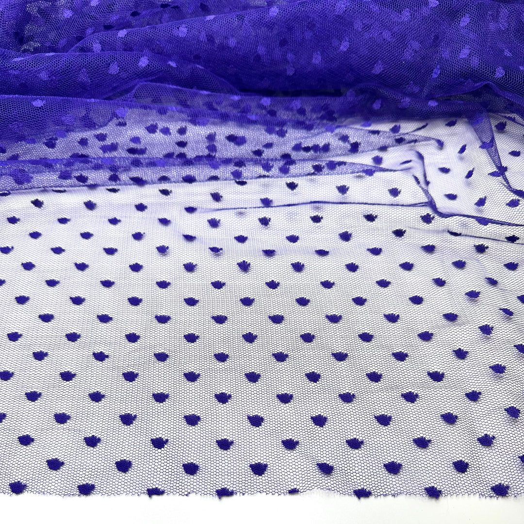Not Your Average Mesh - Mesh Poly Woven - Purple Polka Dots - 2M Bundle