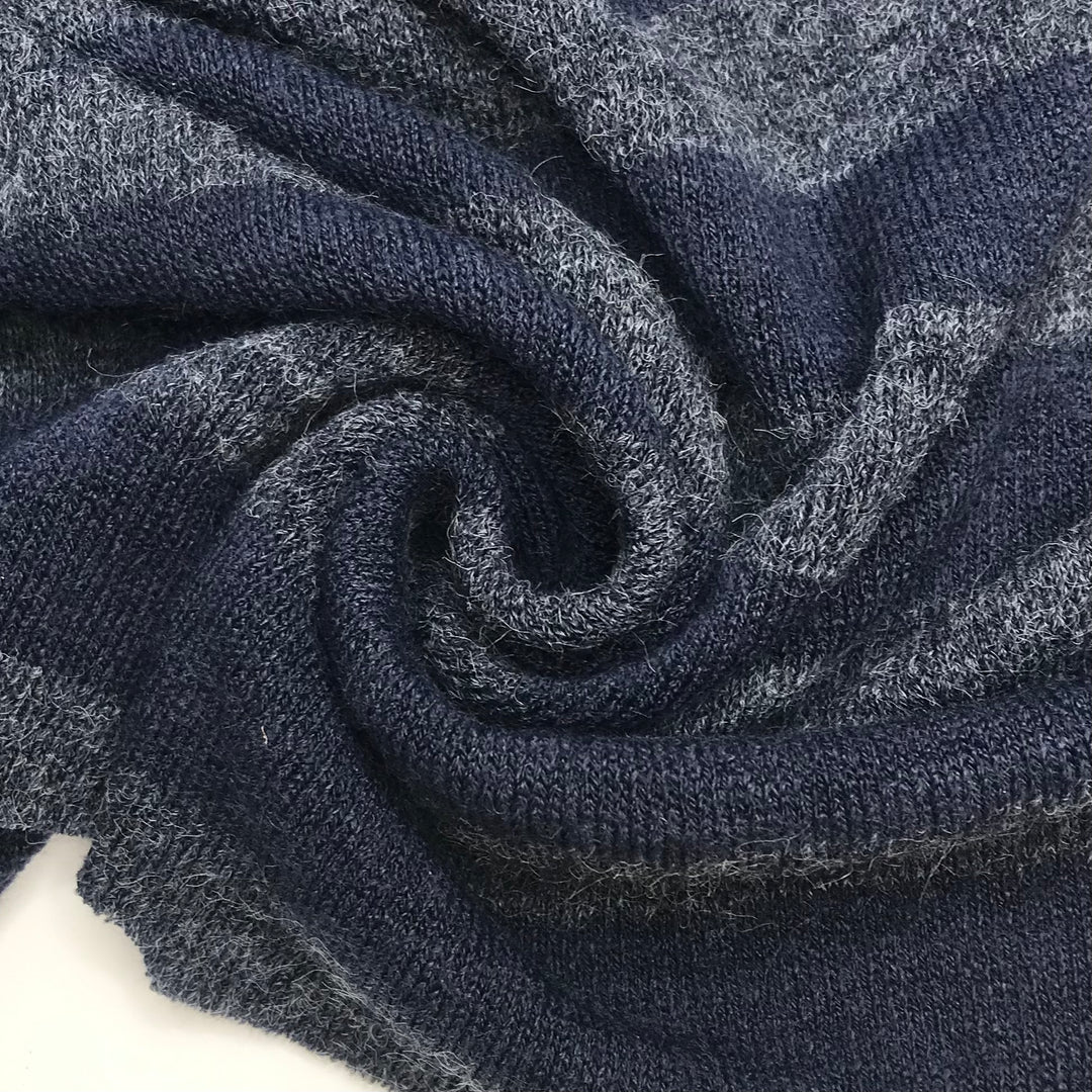 Mr Bean Funny - Rib Knit Acrylic Blend Knit - Blue/Grey Stripes - 1.5M Bundle