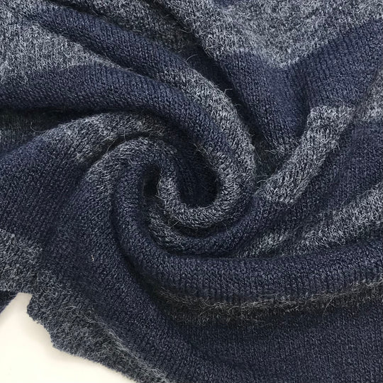 Mr Bean Funny - Rib Knit Acrylic Blend Knit - Blue/Grey Stripes - 1.5M Bundle