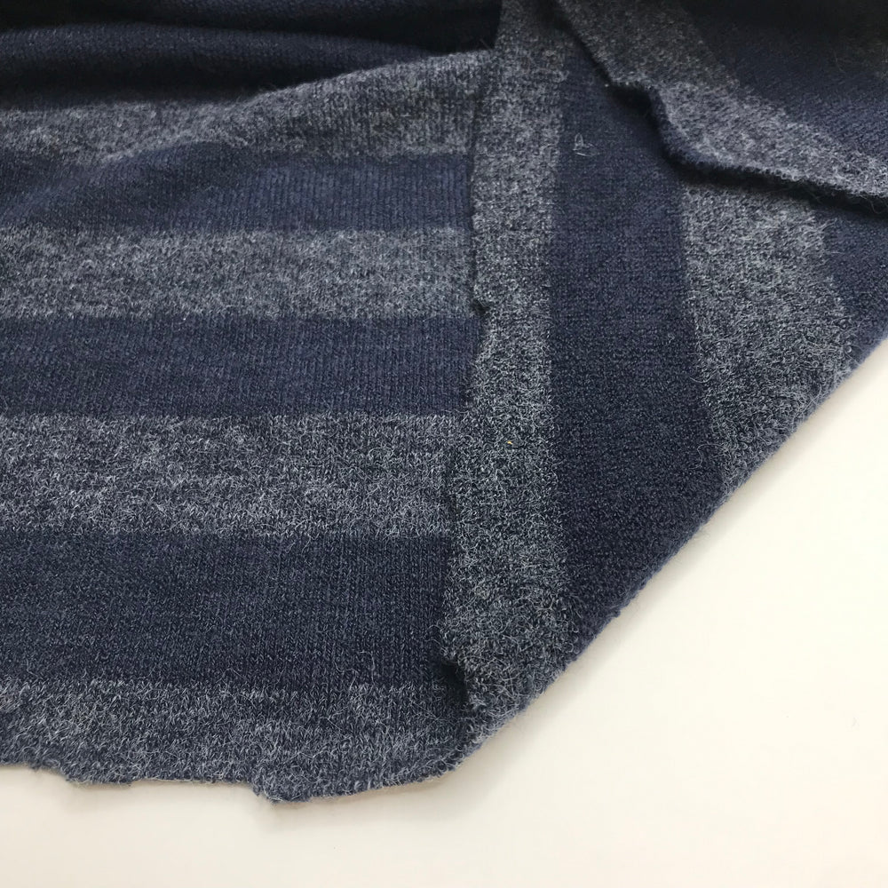 Mr Bean Funny - Rib Knit Acrylic Blend Knit - Blue/Grey Stripes - 1.5M Bundle