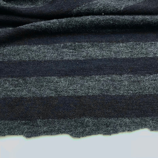 Mr Bean Funny - Rib Knit Acrylic Blend Knit - Blue/Grey Stripes - 1.5M Bundle