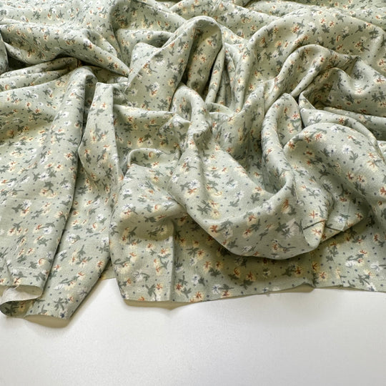 Hiding Fake Flowers All Over Their House - Cotton Blend Woven - Light Green Multi Floral - 4.1M Bundle