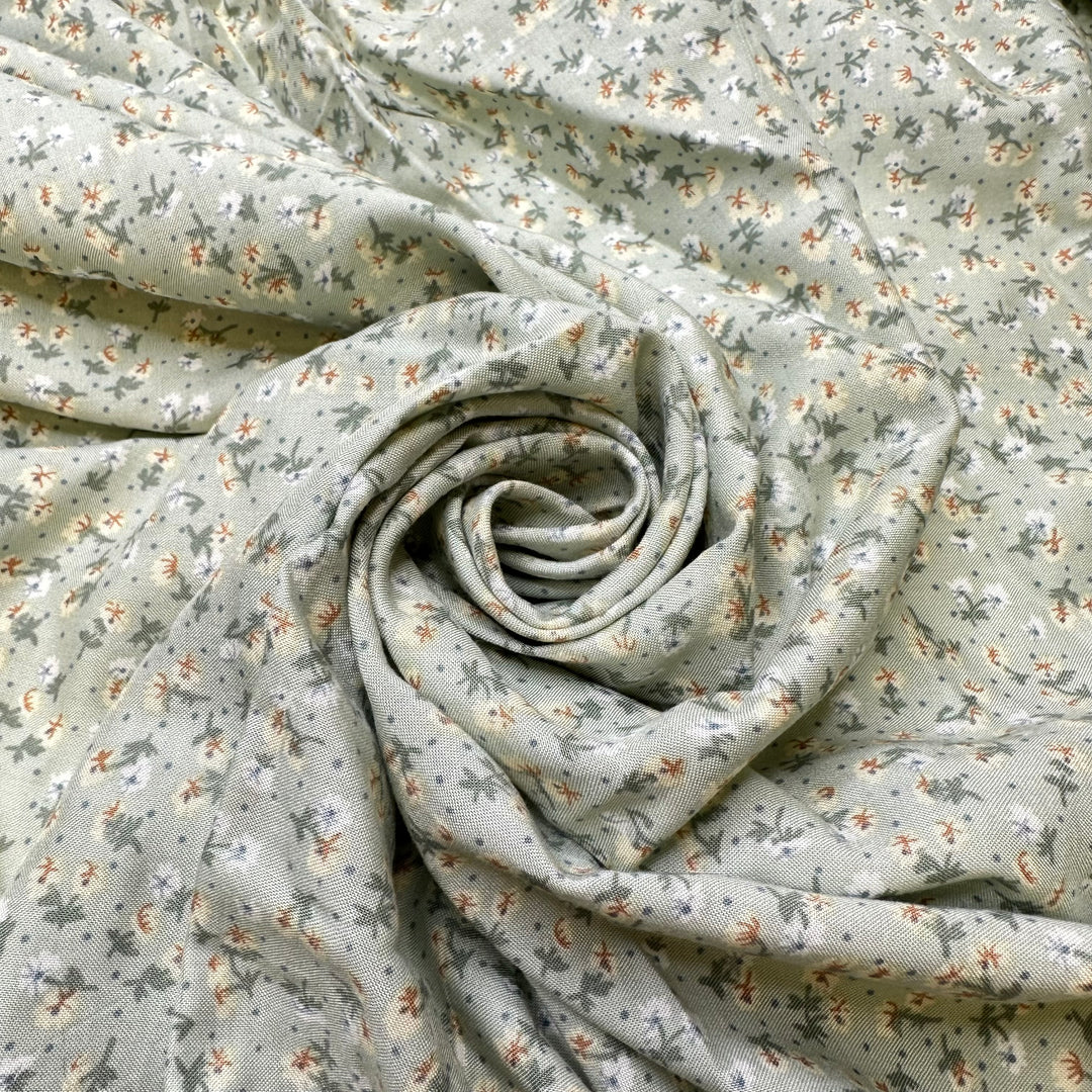 Hiding Fake Flowers All Over Their House - Cotton Blend Woven - Light Green Multi Floral - 4.1M Bundle