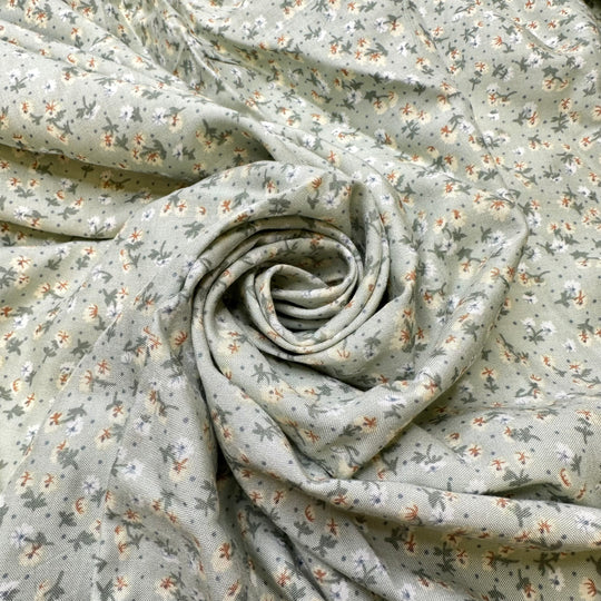 Hiding Fake Flowers All Over Their House - Cotton Blend Woven - Light Green Multi Floral - 4.1M Bundle