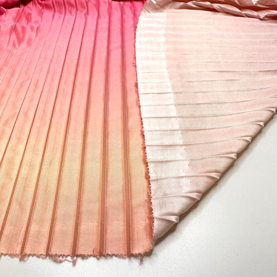 Drawing On A Moustache - Pleated Fabric Jersey Poly Knit - Pink/Orange Ombre - 1.9M Bundle