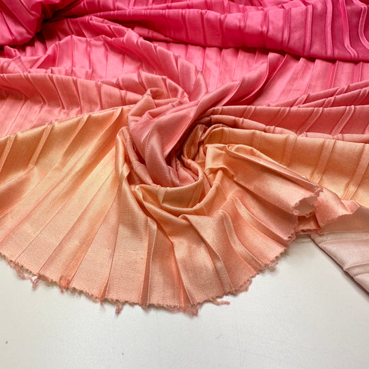 Drawing On A Moustache - Pleated Fabric Jersey Poly Knit - Pink/Orange Ombre - 1.9M Bundle