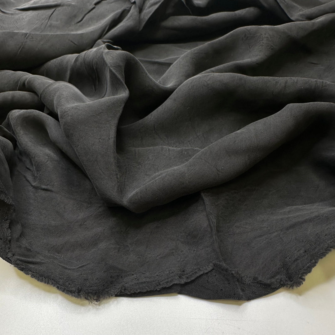 Fool Not To Buy This - Brushed Twill Weave Tencel Blend Woven - Black - 2M Bundle