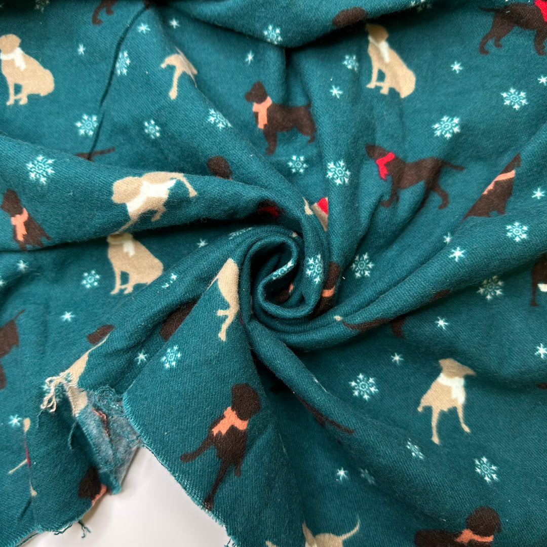 Have You Seen My Invisible Dog - Flanel Cotton Woven - Green Multi Dogs - 1M Bundle