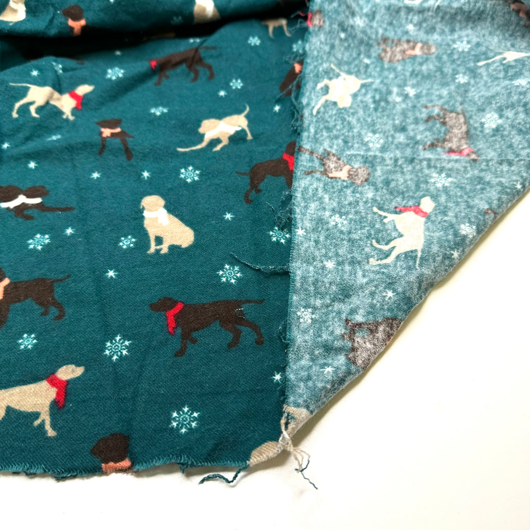 Have You Seen My Invisible Dog - Flanel Cotton Woven - Green Multi Dogs - 1M Bundle