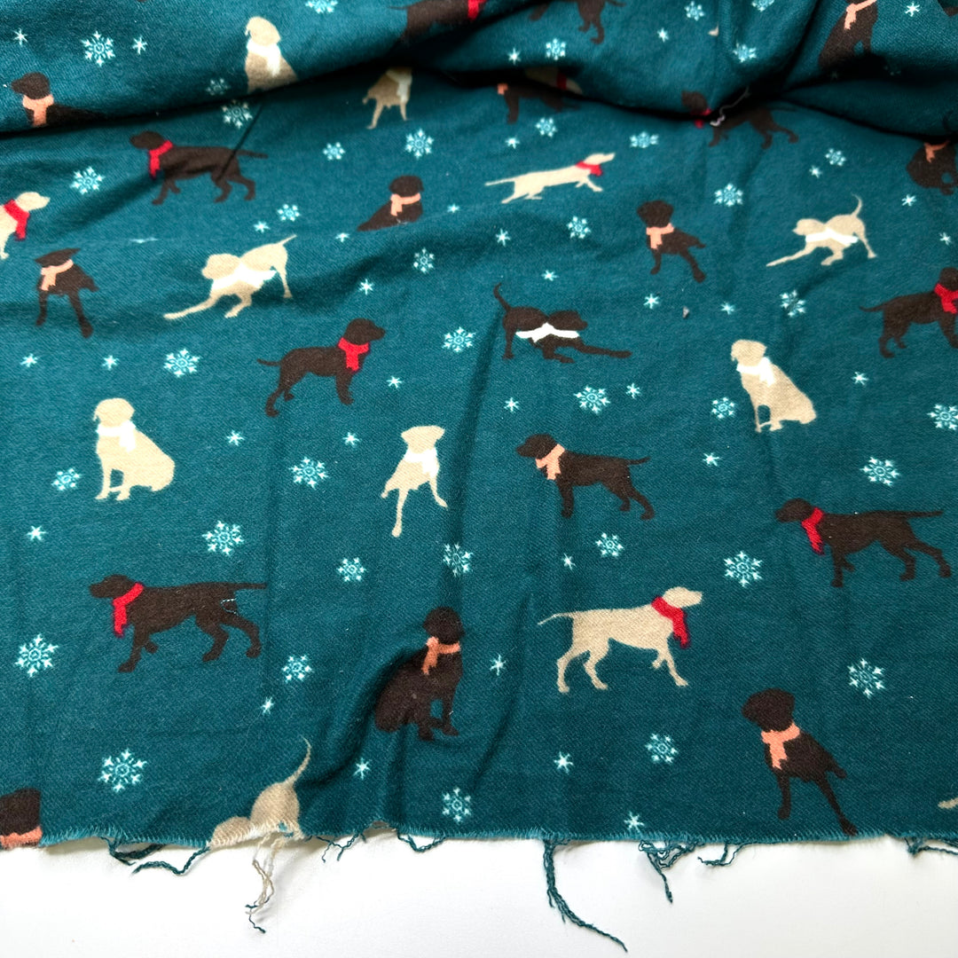 Have You Seen My Invisible Dog - Flanel Cotton Woven - Green Multi Dogs - 1M Bundle