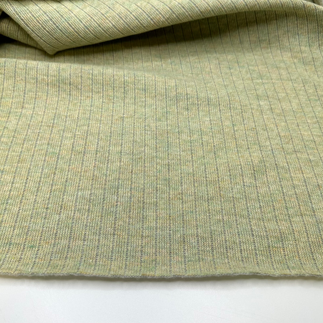 UB - Flying Over Fields - Fleece On One Side Rib Knit Wool Blend Knit - Light Grey/Green - 1.6M Bundle