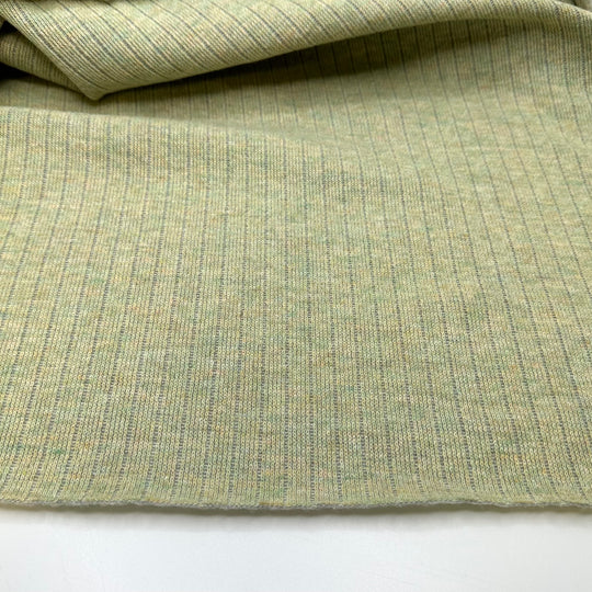 UB - Flying Over Fields - Fleece On One Side Rib Knit Wool Blend Knit - Light Grey/Green - 1.6M Bundle