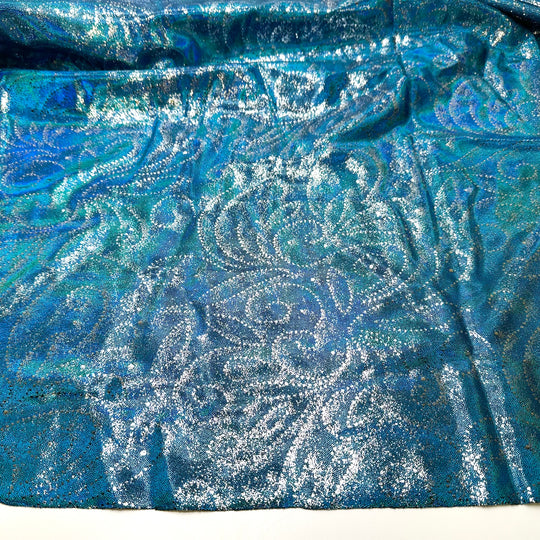 UB - Double Pirouette - Poly/Spandex Knit - Blue/Silver Damask - 0.7M Bundle