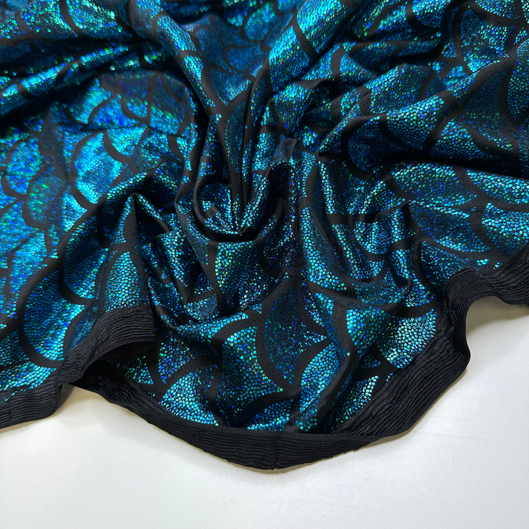 UB - Professional Mermaid - Lycra Poly/Spandex Knit - Blue/Black Geometric - 1.6M Bundle