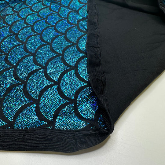 UB - Professional Mermaid - Lycra Poly/Spandex Knit - Blue/Black Geometric - 1.6M Bundle