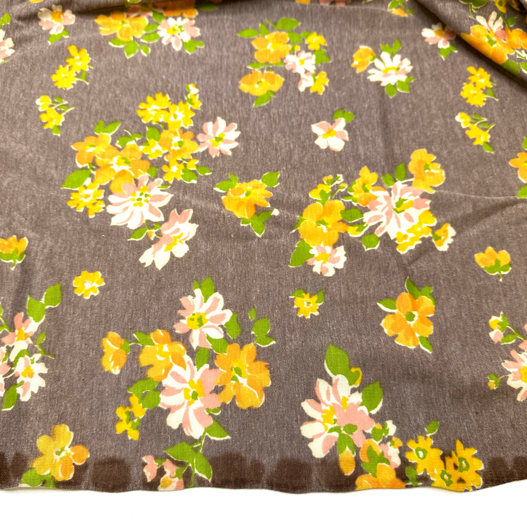 Marigolds Everywhere - Vintage Jersey Cotton/Poly Knit - Light Beige Multi Floral - 2M Bundle