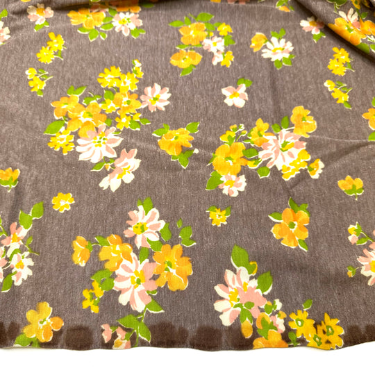 Marigolds Everywhere - Vintage Jersey Cotton/Poly Knit - Light Beige Multi Floral - 2M Bundle
